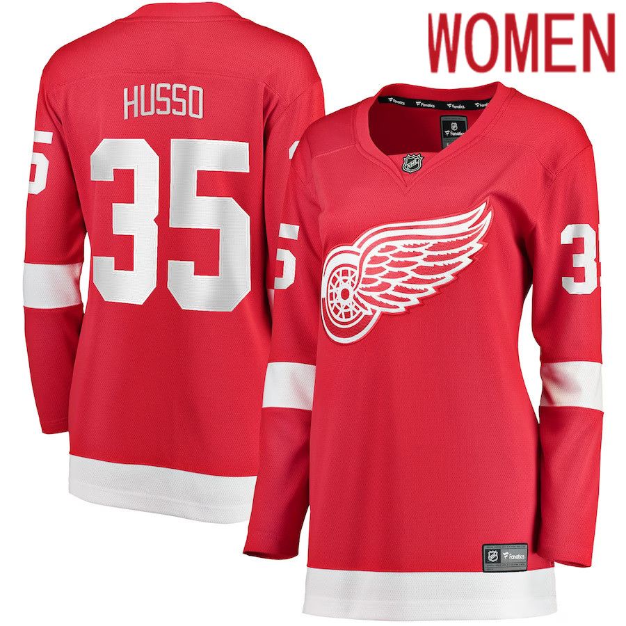 Women Detroit Red Wings 35 Ville Husso Fanatics Branded Red Home Breakaway Player NHL Jersey